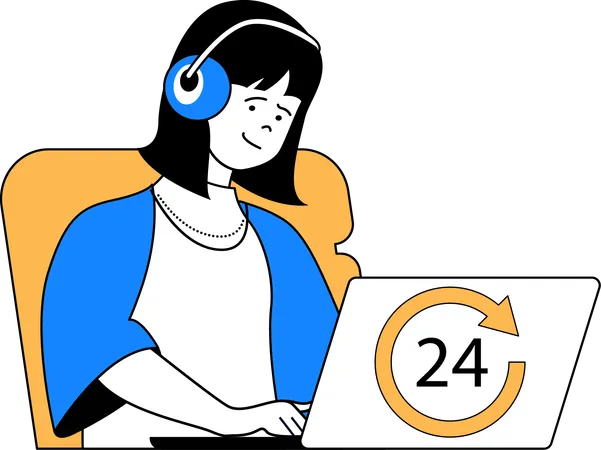 Woman working in call centre  Illustration