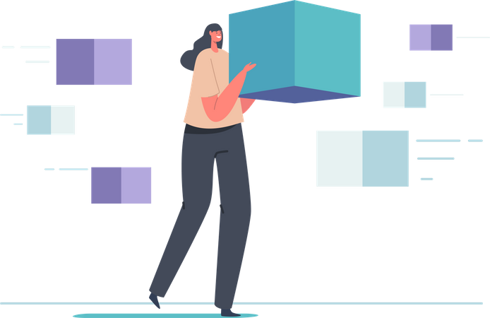 Woman working in data center  Illustration