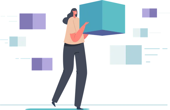 Woman working in data center  Illustration