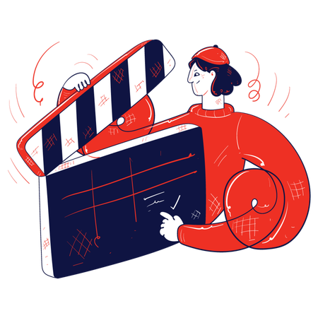 Woman working in filmography  Illustration