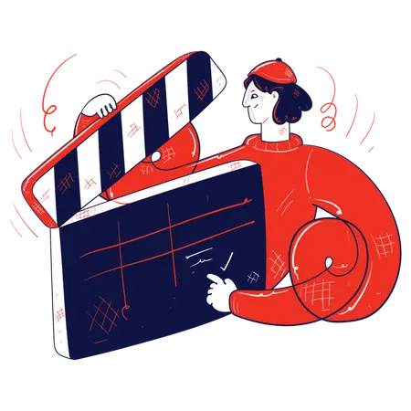 Woman working in filmography  Illustration
