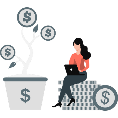 Woman working in finance business  Illustration