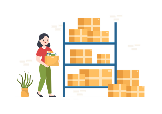 Woman working in logistic storehouse  Illustration