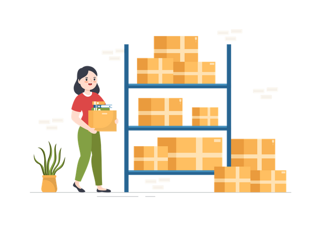 Woman working in logistic storehouse  Illustration