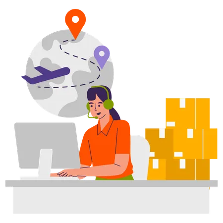 Woman working in logistic support  Illustration