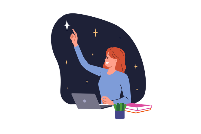 Woman working in night  Illustration