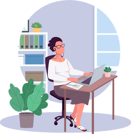 Woman working in office Illustration