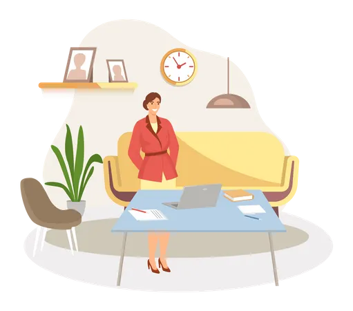 Woman working in office  Illustration