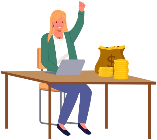 Woman working in office  Illustration