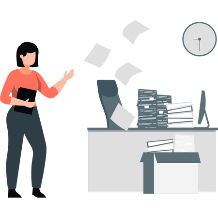 Woman working in office  Illustration