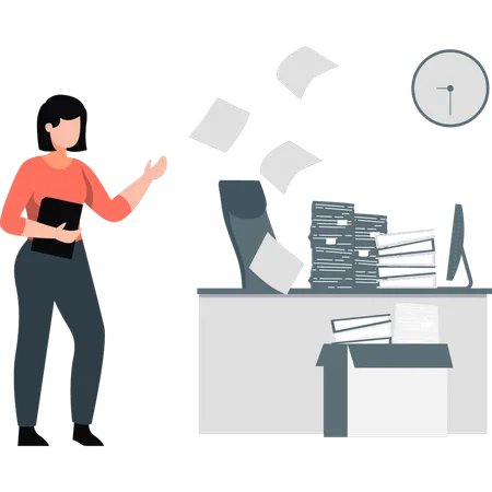 Woman working in office  Illustration