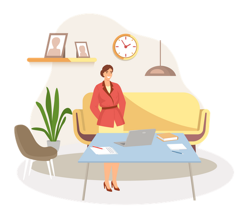 Woman working in office  Illustration