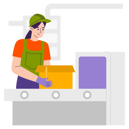 Woman working in packing department  Illustration