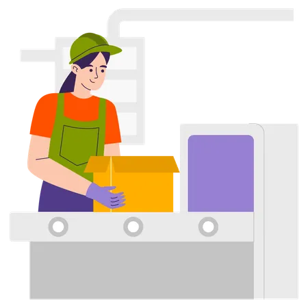 Woman working in packing department  Illustration