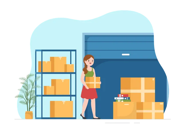 Woman working in Self Storage  Illustration