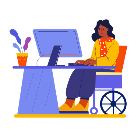 Woman working in supportive workplace  Illustration