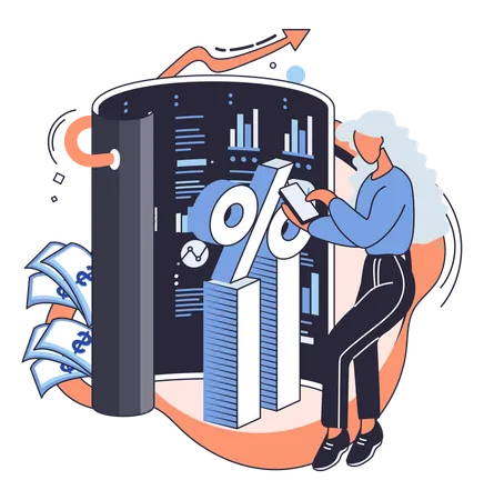Woman working on accounting Illustration