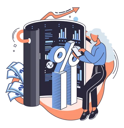 Woman working on accounting  Illustration