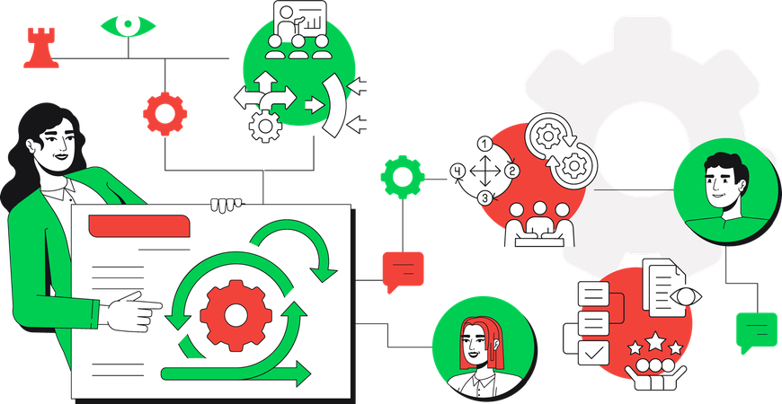 Woman working on Agile methodology  Illustration