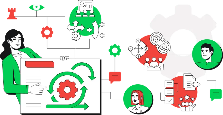 Woman working on Agile methodology  Illustration