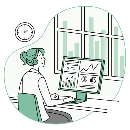 Woman working on ai dashboard  Illustration