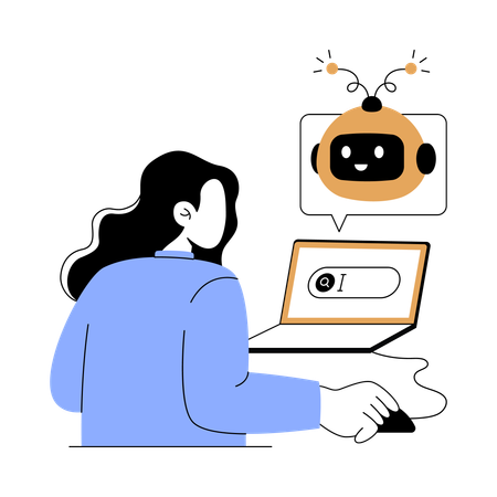 Woman working on ai generation  Illustration