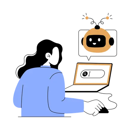 Woman working on ai generation  Illustration