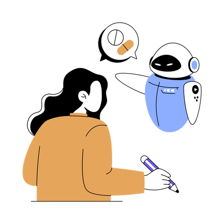 Woman working on ai healthcare  Illustration