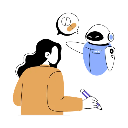 Woman working on ai healthcare  Illustration