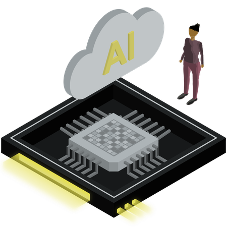 Woman working on AI technology  Illustration