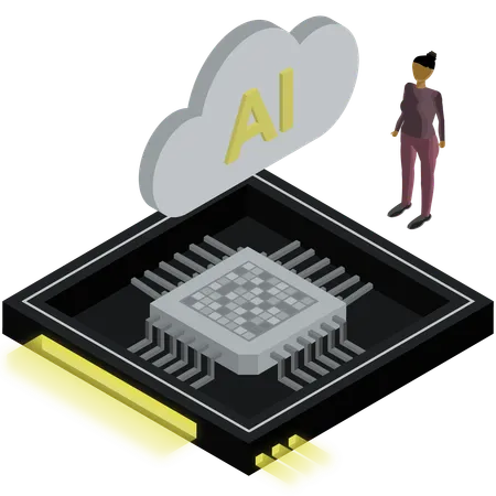 Woman working on AI technology  Illustration