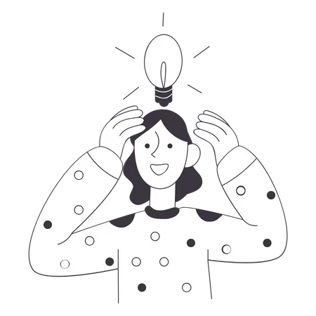 Woman working on an idea  Illustration