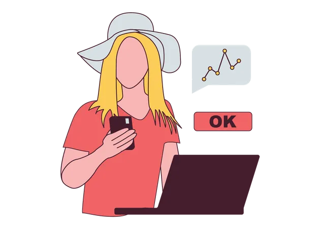 Woman working on analysis  Illustration