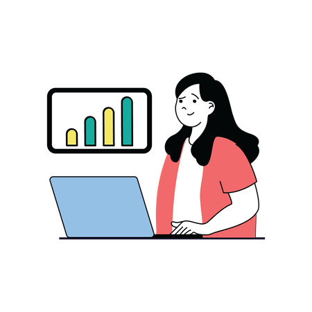 Woman working on analysis graph  Illustration