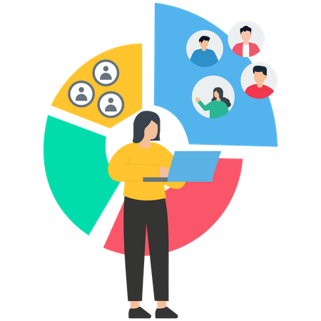 Woman working on Audience segmentation  Illustration