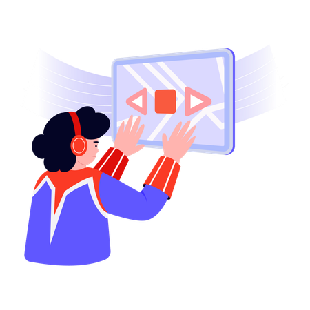 Woman working on audio production  Illustration