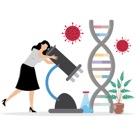 Woman working on Biotechnology Research Lab  Illustration
