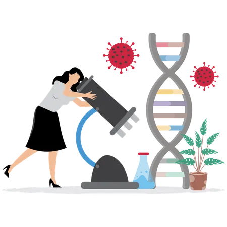 Woman working on Biotechnology Research Lab  Illustration