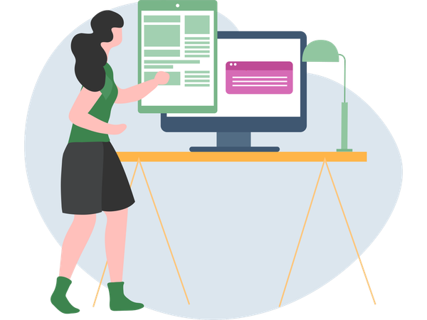 Woman working on Blog Writing  Illustration