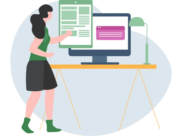 Woman working on Blog Writing  Illustration