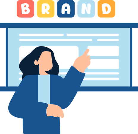 Woman working on brand messaging  Illustration