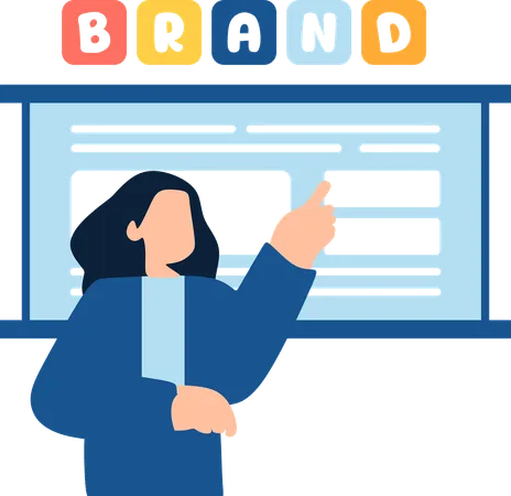 Woman working on brand messaging  Illustration