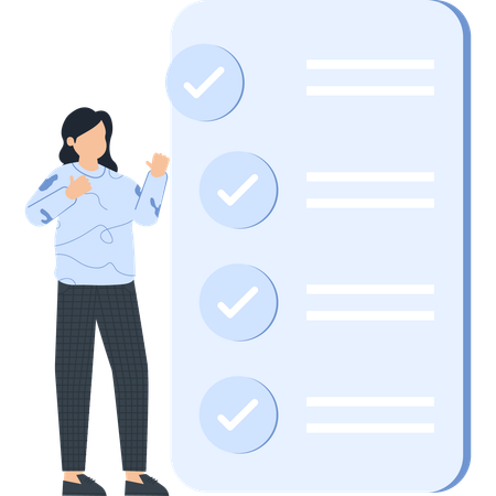 Woman working on business checklist  Illustration