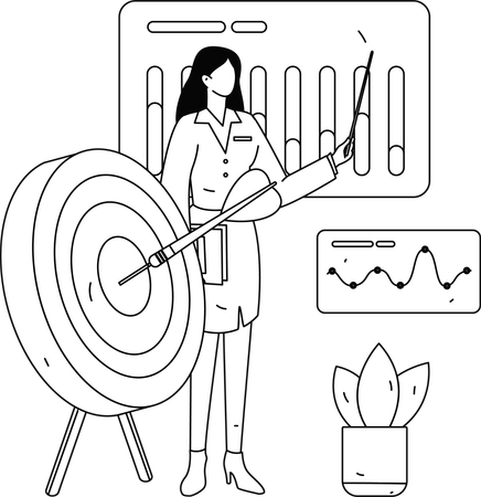 ビジネス目標に取り組む女性  イラスト