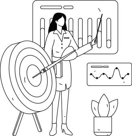 ビジネス目標に取り組む女性  イラスト