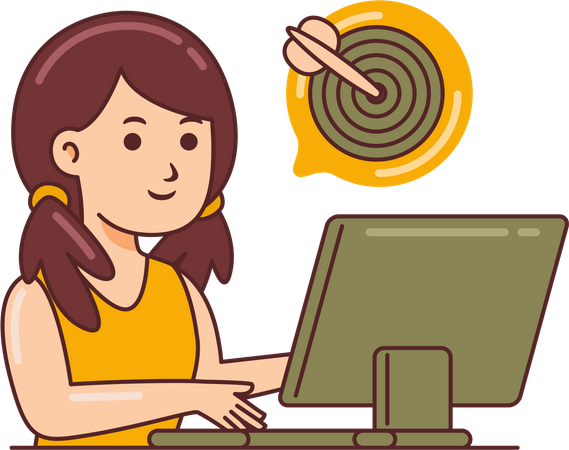 Woman Working on business goal  イラスト
