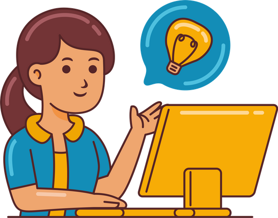 Woman Working on business idea  イラスト