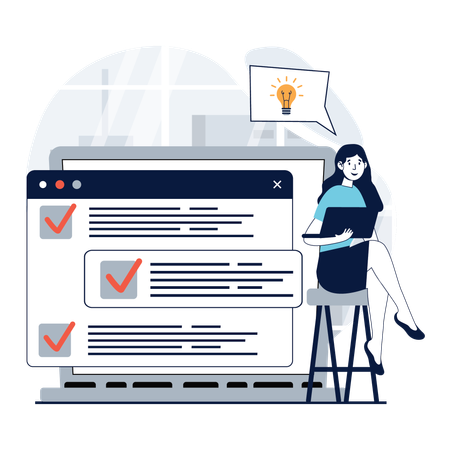 Woman working on Business Planning  Illustration