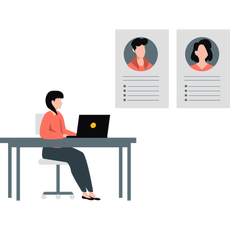 Woman working on business profile  Illustration