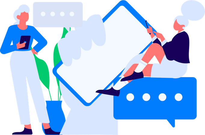 Woman working on business report  Illustration